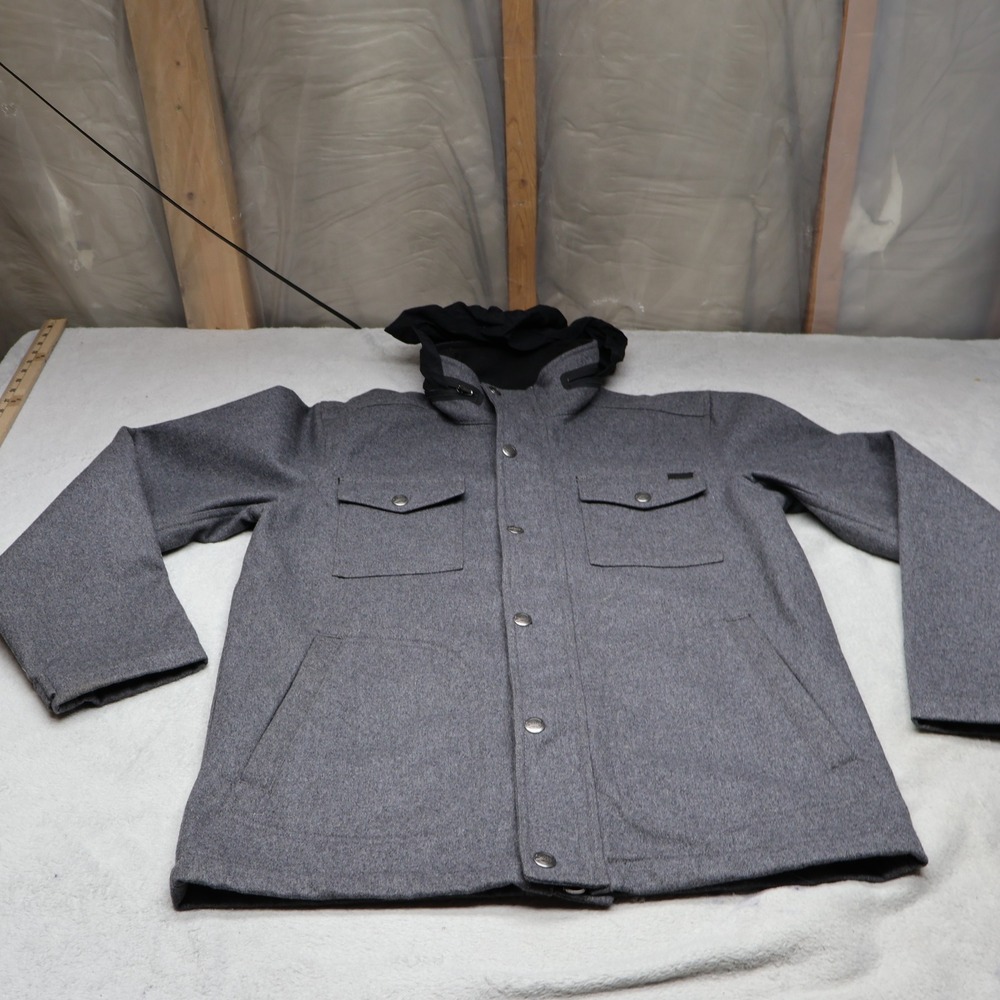Woolrich Jacket Mens Medium Gray Snap Zip Utility Wool Blend Winter Field Work